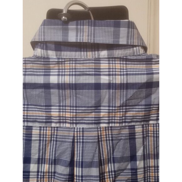 Peter Millar Plaid Short Sleeve Button Down Shirt Adult XL Blue White Mens - Picture 8 of 13